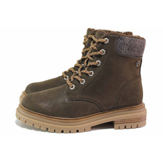 ТъмноКафяви анатомични дамски боти, здрава еко-кожа - всекидневни обувки за есента и зимата N 100020654