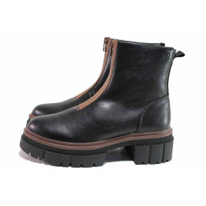 Черна анатомични дамски боти, здрава еко-кожа - всекидневни обувки за есента и зимата N 100020670