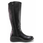 Черни дамски ботуши, анатомични, естествена кожа - ежедневни обувки за есента и зимата N 100020674