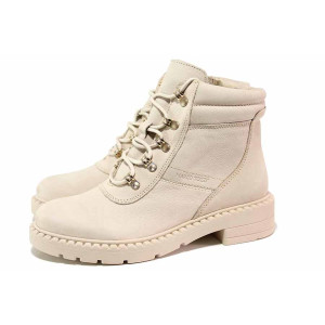 СветлоБежови анатомични анатомични дамски боти, естествен набук - всекидневни обувки за есента и зимата N 100020675
