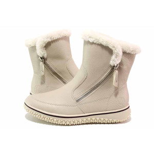 Бежови анатомични дамски боти, здрава еко-кожа - ежедневни обувки за есента и зимата N 100020682