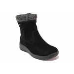 Черни дамски боти, естествен велур - ежедневни обувки за есента и зимата N 100020692
