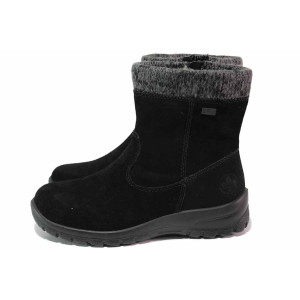 Черни дамски боти, естествен велур - ежедневни обувки за есента и зимата N 100020692