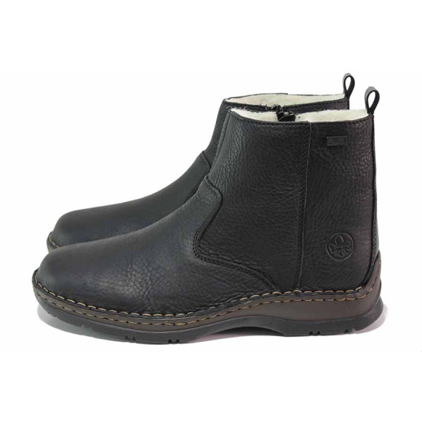 Черни анатомични мъжки боти, естествена кожа - ежедневни обувки за есента и зимата N 100020697