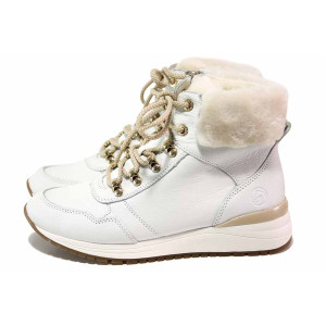 Бели анатомични дамски боти, естествена кожа - всекидневни обувки за есента и зимата N 100020719