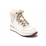 Бели анатомични дамски боти, естествена кожа - всекидневни обувки за есента и зимата N 100020719