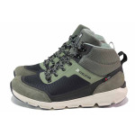 Зелени тинейджърски маратонки, анатомични, естествена кожа и текстилна материя - спортни обувки за есента и зимата N 100020720
