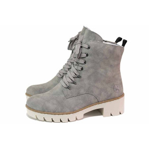 Сиви тинейджърски маратонки, анатомични, здрава еко-кожа - всекидневни обувки за есента и зимата N 100020721