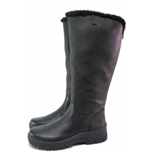 Черни анатомични дамски ботуши, естествена кожа - ежедневни обувки за есента и зимата N 100020733