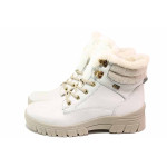 Бели дамски боти, естествена кожа - всекидневни обувки за есента и зимата N 100020732