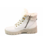 Бели дамски боти, естествена кожа - всекидневни обувки за есента и зимата N 100020732