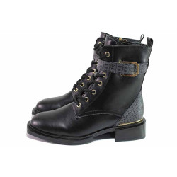 Черна анатомични дамски боти, здрава еко-кожа - всекидневни обувки за есента и зимата N 100020762