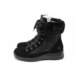 Черни анатомични дамски боти, естествен велур - ежедневни обувки за есента и зимата N 100020778