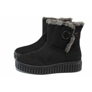 Черна анатомични дамски боти, качествен еко-велур - всекидневни обувки за есента и зимата N 100020829