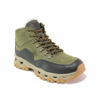 Зелени анатомични мъжки боти, здрава еко-кожа - спортни обувки за есента и зимата N 100020830