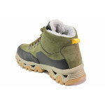 Зелени анатомични мъжки боти, здрава еко-кожа - спортни обувки за есента и зимата N 100020830