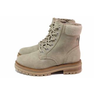 Бежови анатомични дамски боти, здрава еко-кожа - всекидневни обувки за есента и зимата N 100020831