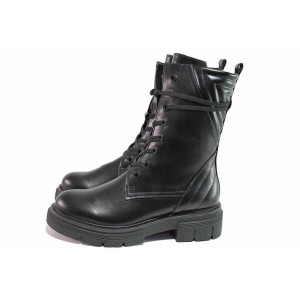 Черна анатомични дамски боти, здрава еко-кожа - всекидневни обувки за есента и зимата N 100020833