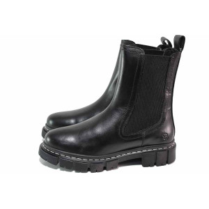 Черна анатомични дамски боти, естествена кожа - всекидневни обувки за есента и зимата N 100020835