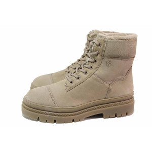 Бежови анатомични дамски боти, естествена кожа - всекидневни обувки за есента и зимата N 100020837