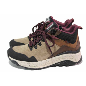 Бежови анатомични дамски боти, естествена кожа - спортни обувки за есента и зимата N 100020838