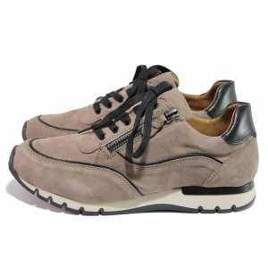 Бежови анатомични анатомични спортни дамски обувки, естествен велур - спортни обувки за пролетта и есента N 100020842