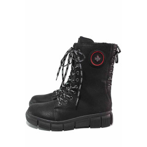 Черна анатомични дамски ботуши, здрава еко-кожа - всекидневни обувки за есента и зимата N 100020846