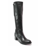 Черни дамски ботуши, естествена кожа - ежедневни обувки за есента и зимата N 100020847