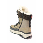 Бежови анатомични дамски боти, естествена кожа и текстилна материя - всекидневни обувки за есента и зимата N 100020900