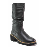 Черни дамски боти, естествена кожа - всекидневни обувки за есента и зимата N 100021068