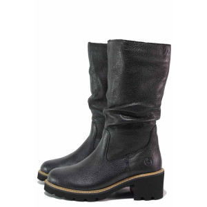 Черни дамски боти, естествена кожа - всекидневни обувки за есента и зимата N 100021068