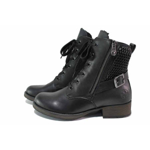 Черна анатомични дамски боти, естествена кожа и еко-кожа - всекидневни обувки за есента и зимата N 100021069