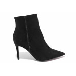 Черна анатомични дамски боти, качествен еко-велур - елегантни обувки за есента и зимата N 100021074