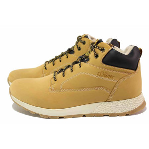 Жълти мъжки боти, здрава еко-кожа - ежедневни обувки за есента и зимата N 100021075