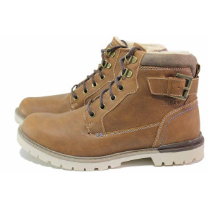 Кафяви мъжки боти, здрава еко-кожа - ежедневни обувки за есента и зимата N 100021078