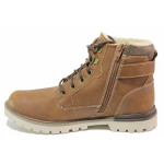 Кафяви мъжки боти, здрава еко-кожа - ежедневни обувки за есента и зимата N 100021078