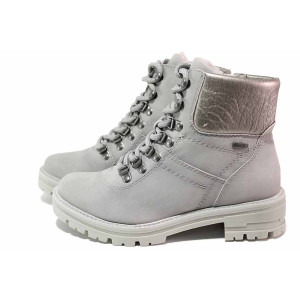 Сиви дамски боти, здрава еко-кожа - всекидневни обувки за есента и зимата N 100021086