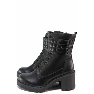 Черни дамски боти, анатомични, здрава еко-кожа - ежедневни обувки за есента и зимата N 100021082