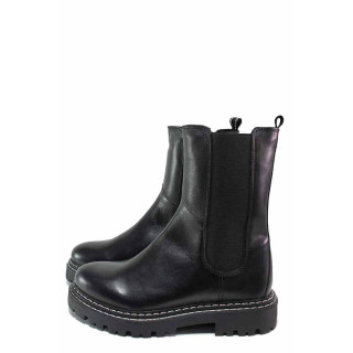 Черни дамски боти, анатомични, естествена кожа - ежедневни обувки за есента и зимата N 100021083
