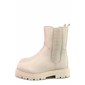 Бежови анатомични дамски боти, естествена кожа - всекидневни обувки за есента и зимата N 100021085