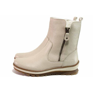 Бежови анатомични дамски боти, естествена кожа - всекидневни обувки за есента и зимата N 100021098