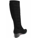 Черни дамски ботуши, качествен еко-велур - всекидневни обувки за есента и зимата N 100021100