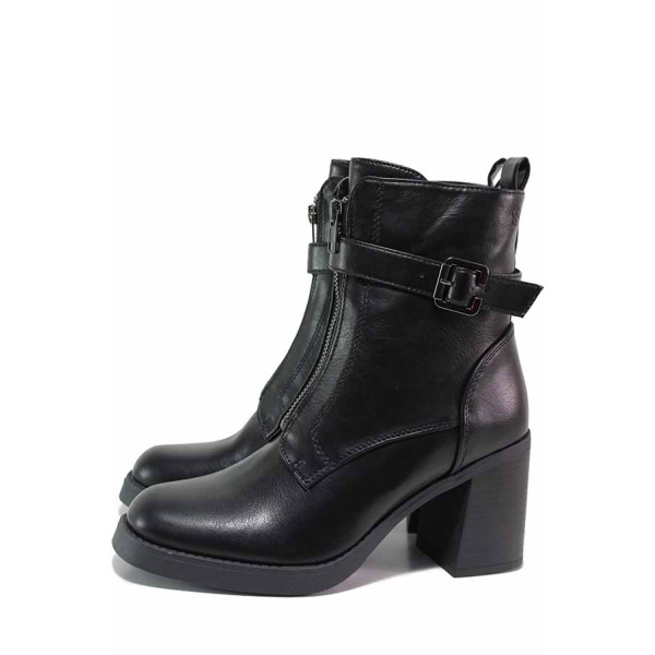 Черни дамски боти, анатомични, здрава еко-кожа - всекидневни обувки за есента и зимата N 100021209
