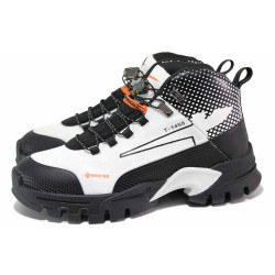 Бели анатомични дамски боти, еко-кожа и текстилна материя - спортни обувки за есента и зимата N 100021229