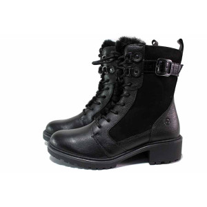 Черни дамски боти, анатомични, естествена кожа - ежедневни обувки за есента и зимата N 100021252