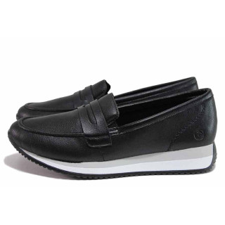 Черни анатомични дамски обувки с равна подметка, естествена кожа - всекидневни обувки за пролетта и лятото N 100021254