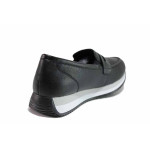 Черни анатомични дамски обувки с равна подметка, естествена кожа - всекидневни обувки за пролетта и лятото N 100021254