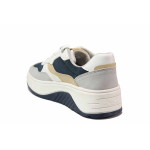 Сини дамски обувки с равна подметка, анатомични, здрава еко-кожа - всекидневни обувки за пролетта и лятото N 100021255