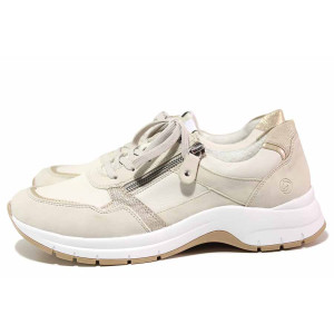 Бежови анатомични дамски маратонки, естествена кожа - спортни обувки за пролетта и есента N 100021268