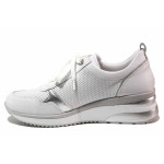 Бели спортни анатомични дамски обувки, естествена кожа - всекидневни обувки за пролетта и есента N 100021269